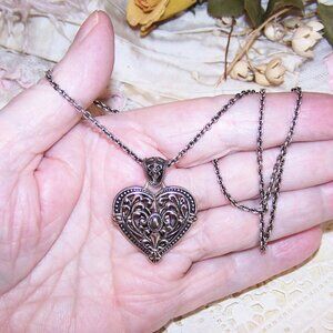 DMC Sterling Silver 14K Gold Heart Pendant on 20" Cable Chain